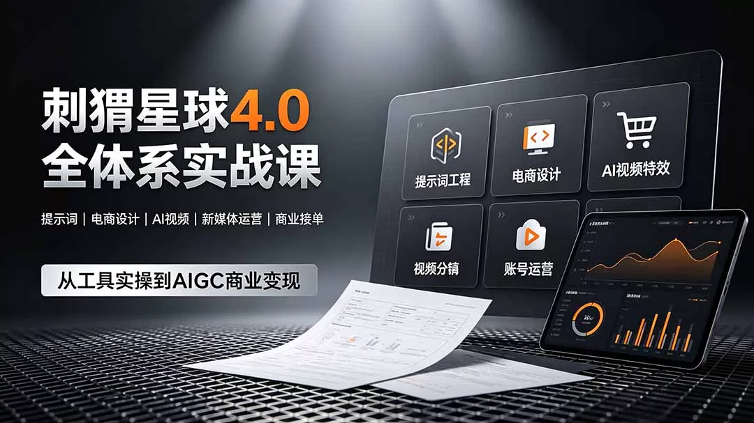 刺猬星球4.0全体系实战课，覆盖提示词工程、电商设计、AI视频特效与新媒体运营，一站式掌握AIGC商业核心技能-知峰社