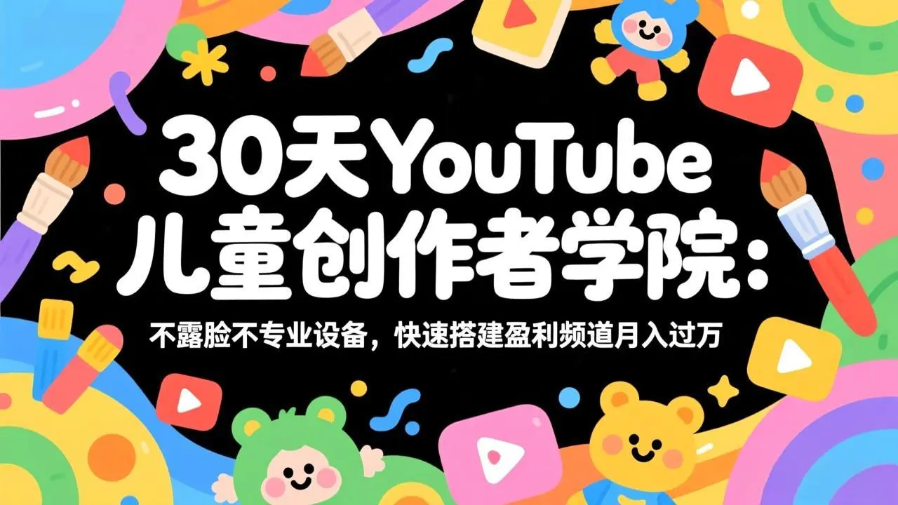 30天YouTube儿童创作者学院：不露脸不专业设备，快速搭建盈利频道月入过万-知峰研习社