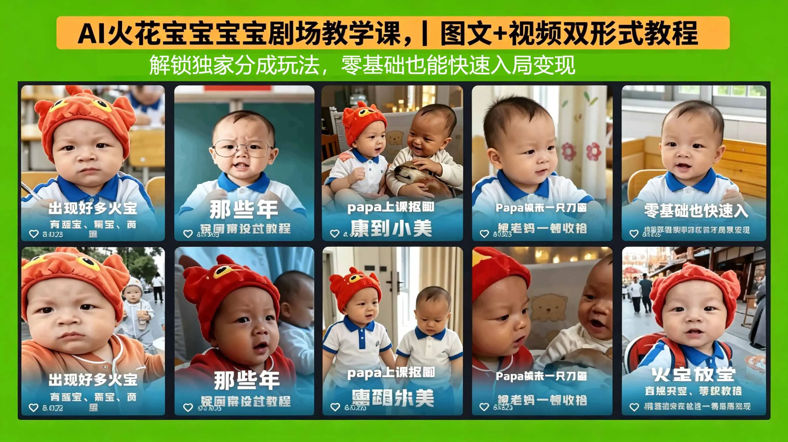 AI火花宝宝宝宝剧场教学课，图文+视频双形式教程，解锁独家分成玩法，零基础也能快速入局变现-知峰社