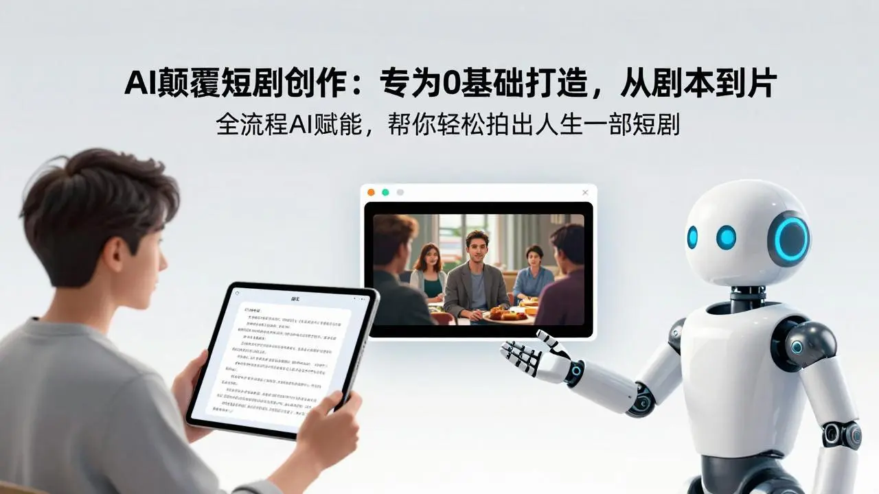 AI颠覆短剧创作：专为0基础打造，从剧本到成片全流程AI赋能，帮你轻松拍出人生第一部短剧-知峰研习社