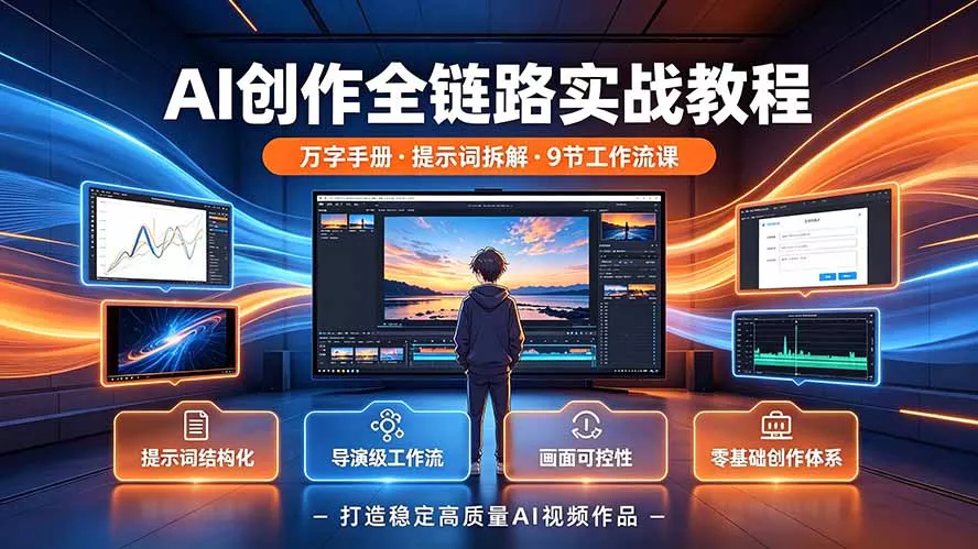 AI创作全链路实战教程|万字手册·提示词拆解·9节工作流课,打造稳定高质量AI视频作品-知峰社