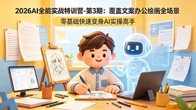 2026AI全能实战特训营-第3期：覆盖文案办公绘画全场景 零基础快速变身AI实操高手-知峰社