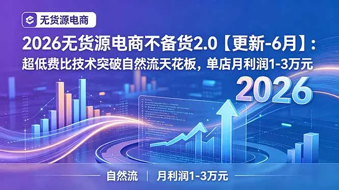 2026无货源电商不备货2.0【更新-7月】：超低费比技术突破自然流天花板，单店月利润1-3万元-知峰社