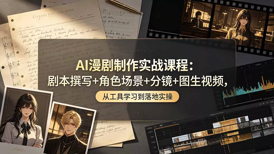AI漫剧制作实战课程:剧本撰写+角色场景+分镜+图生视频,从工具学习到落地实操-知峰社