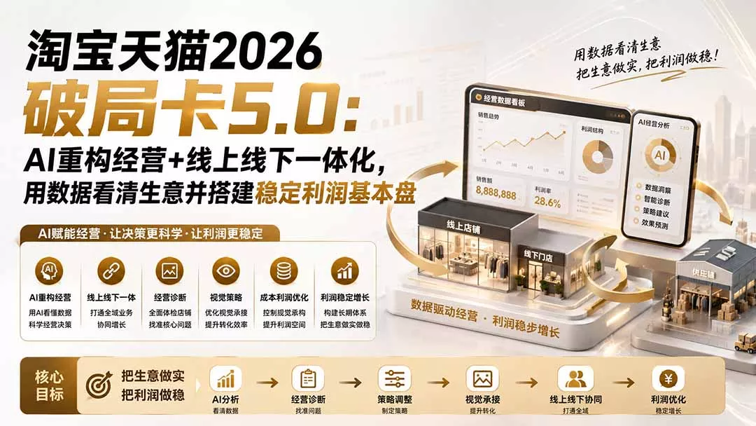 淘宝天猫2026破局卡5.0:AI重构经营+线上线下一体化,用数据看清生意并搭建稳定利润基本盘-知峰社