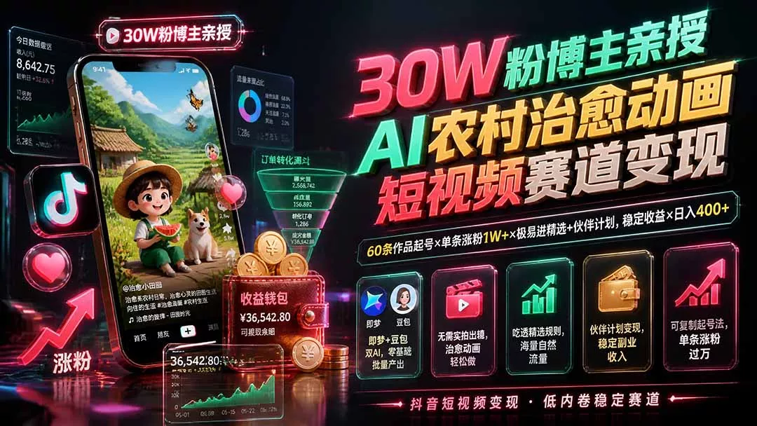 抖音零基础做AI治愈动画,不露脸实拍靠伙伴计划稳拿收益-知峰社