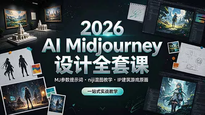 2026 AI Midjourney设计全套课,MJ参数提示词niji混图教学,IP建筑游戏原画一站式实战教学-知峰社
