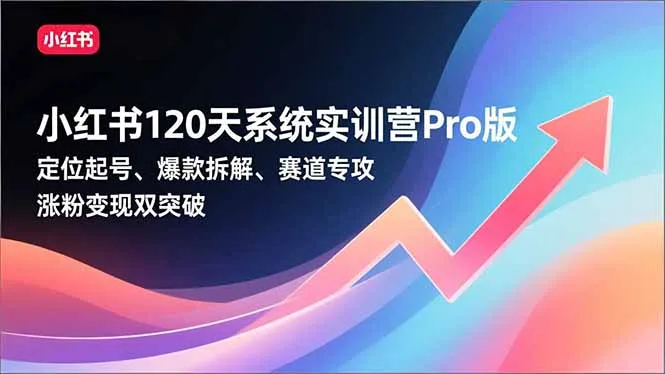 小红书120天系统实训营Pro版,定位起号、爆款拆解、赛道专攻,实现涨粉变现双突破-知峰社