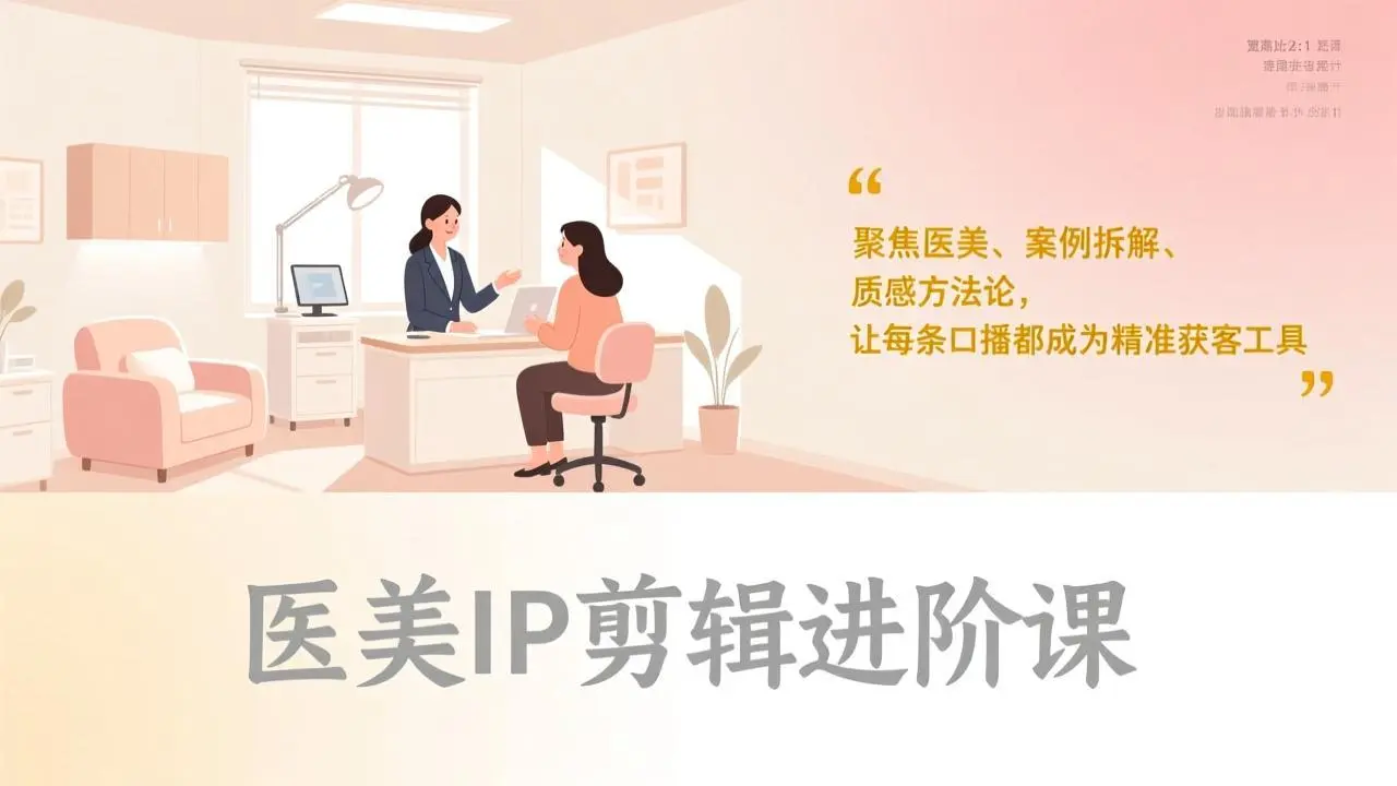 医美IP剪辑进阶课,聚焦医美、案例拆解、质感方法论,让每条口播都成为精准获客工具-知峰社