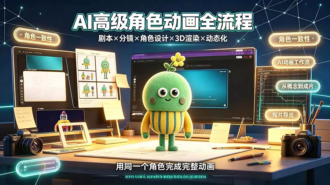 AI高级角色动画全流程:剧本×分镜×角色设计×3D渲染×动态化,从概念到成片一站式教学-知峰社