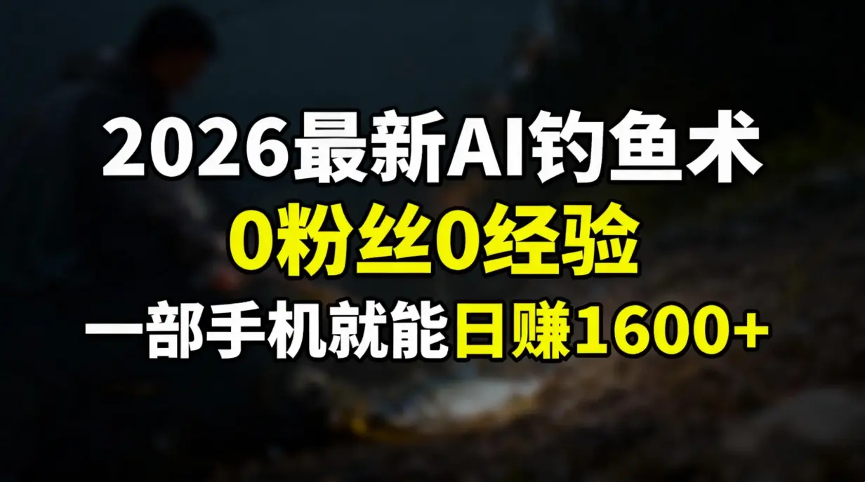 2026最新AI钓鱼术:0粉丝0经验,一部手机就能开启赚钱模式-知峰研习社