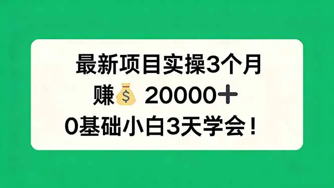 最新项目实操3个月,赚钱20000+,0基础小白3天学会!-知峰社