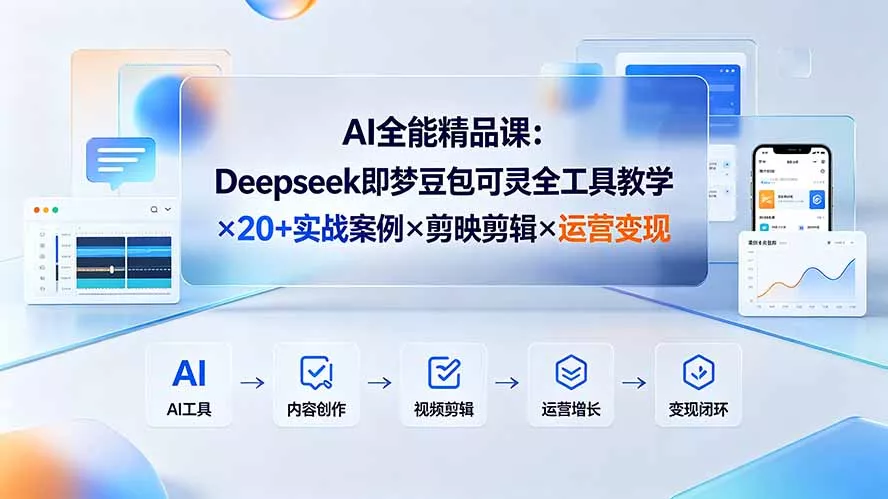 AI全能精品课:Deepseek即梦豆包可灵全工具教学×20+实战案例×剪映剪辑×运营变现-知峰社