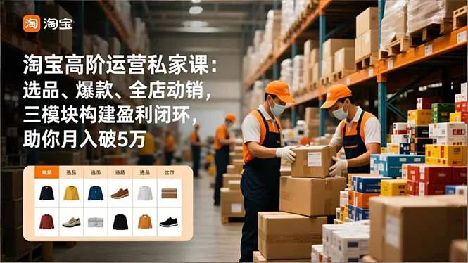 淘宝高阶运营私家课:选品、爆款、全店动销,三模块构建盈利闭环,助你月入破5万-知峰社