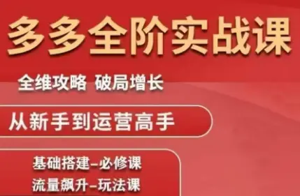 大炮·拼多多全阶实战课程(更新10月)-知峰云课