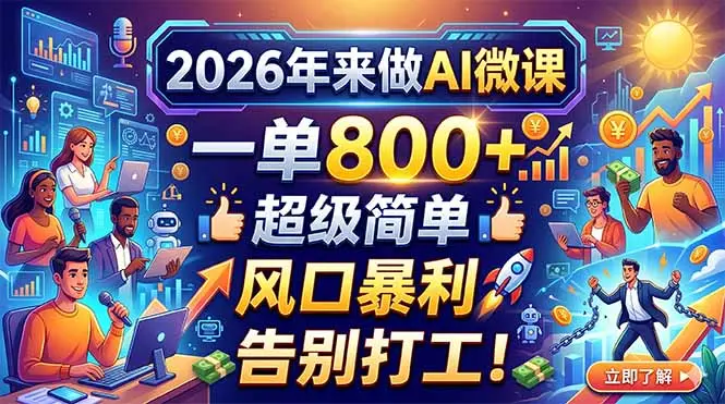 2026年来做AI微课，一单800+，超级简单，风口暴利，告别打工！-知峰社