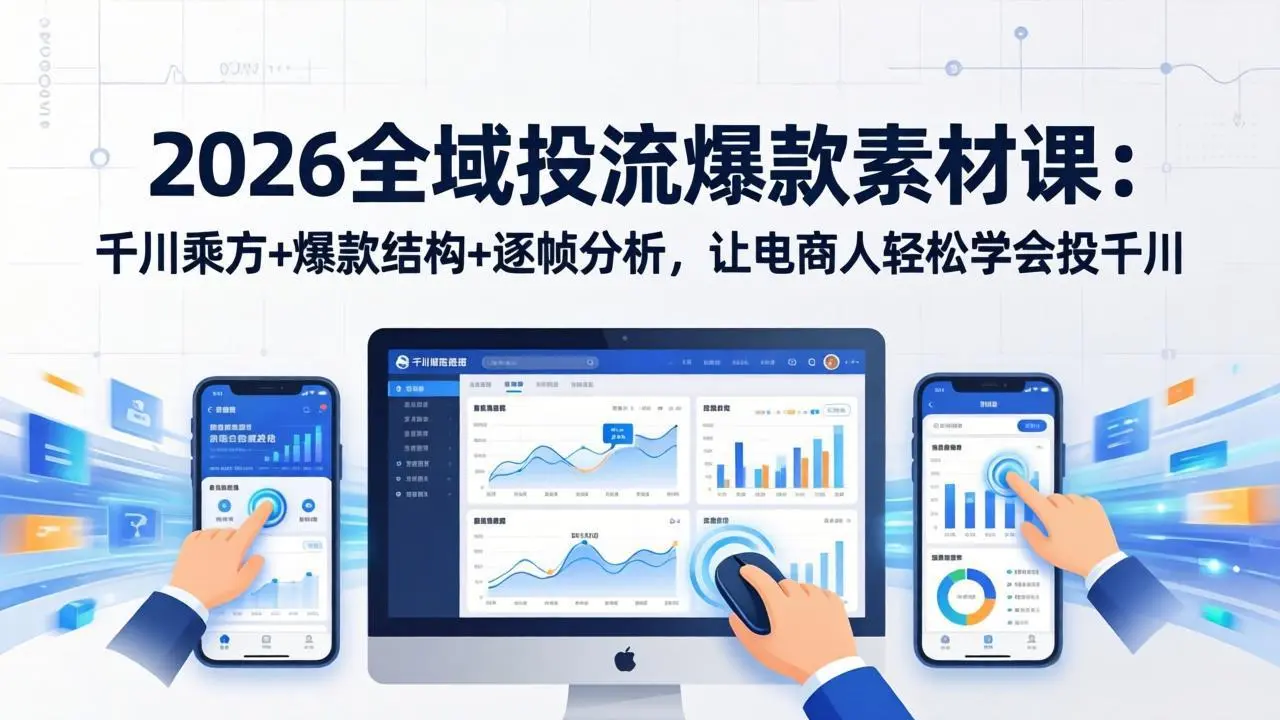 2026全域投流爆款素材课:千川乘方+爆款结构+逐帧分析,让电商人轻松学会投千川-知峰研习社