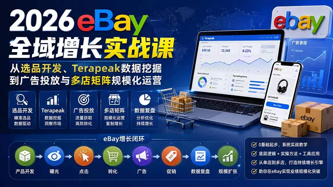 2026-Vincent eBay全域增长实战课-无水印:从选品开发、Terapeak数据挖掘到广告投放与多店矩阵规模化运营-知峰社