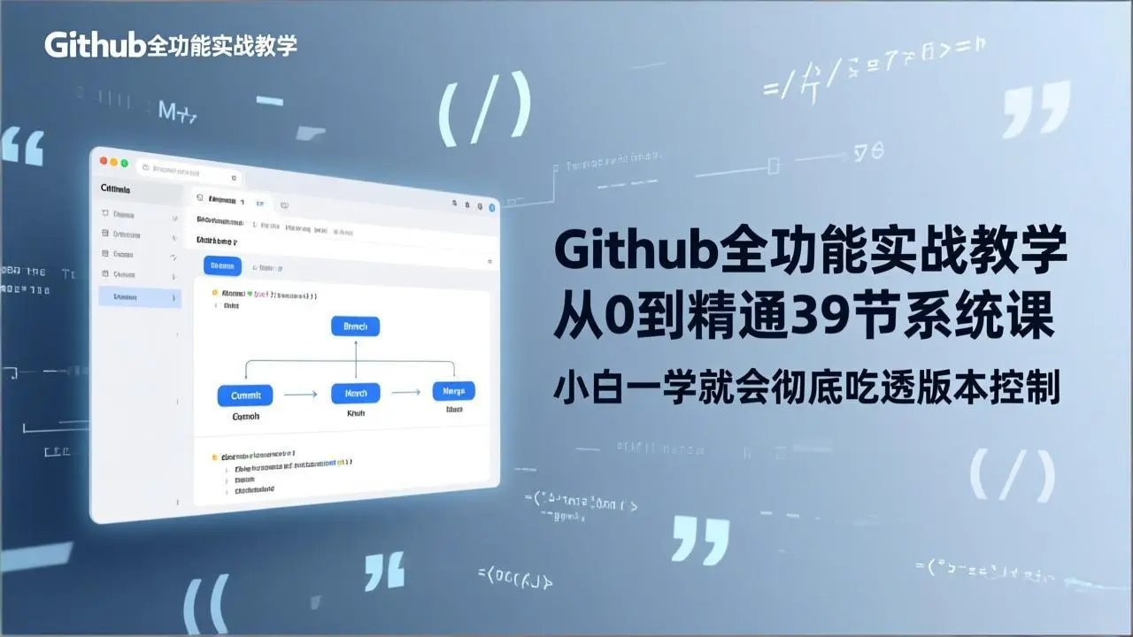 GitHub-全功能实战教学，从0到精通39节系统课，小白一学就会彻底吃透版本控制-知峰研习社