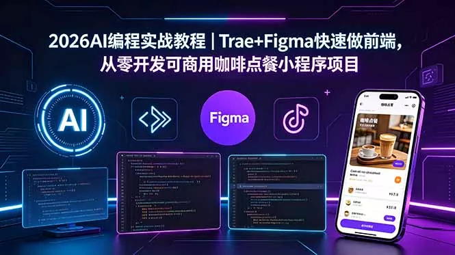 2026AI编程实战教程｜Trae+Figma快速做前端，从零开发可商用咖啡点餐小程序项目-知峰社