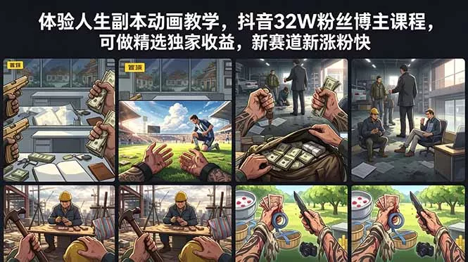 体验人生副本动画教学， 抖音32W粉丝博主课程，可做精选独家收益，新赛道新涨粉快-知峰社