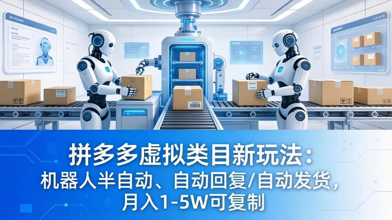 拼多多虚拟类目新玩法：机器人半自动、自动回复 /自动发货，月入 1-5W 可复制-知峰社
